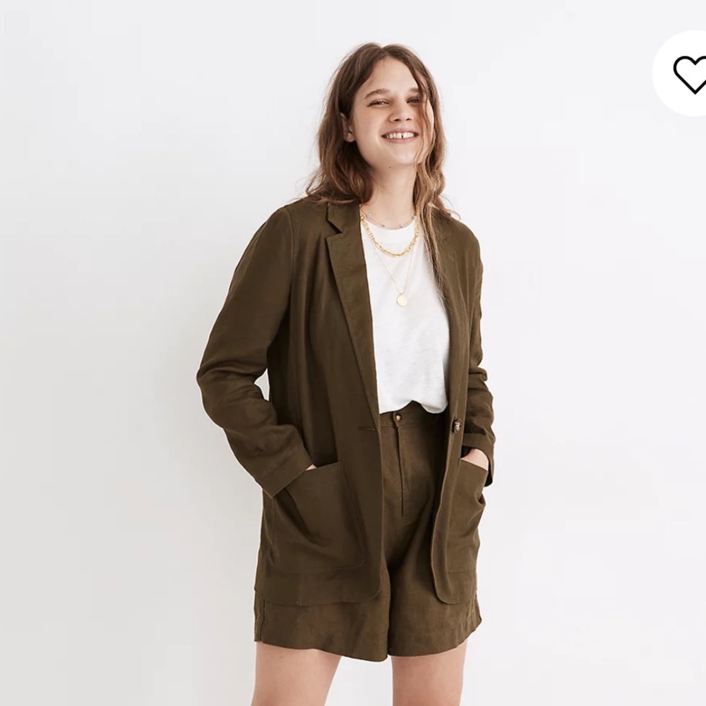 Madewell Larsen Linen Olive Blazer